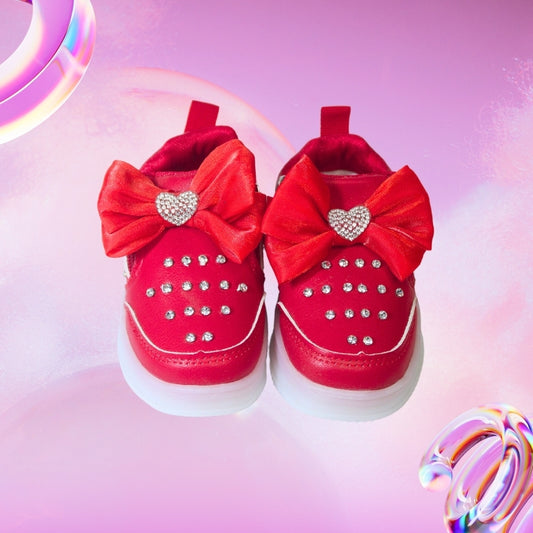 ALL OVER PRINT LED BOW SNEAKER (HEARTS)