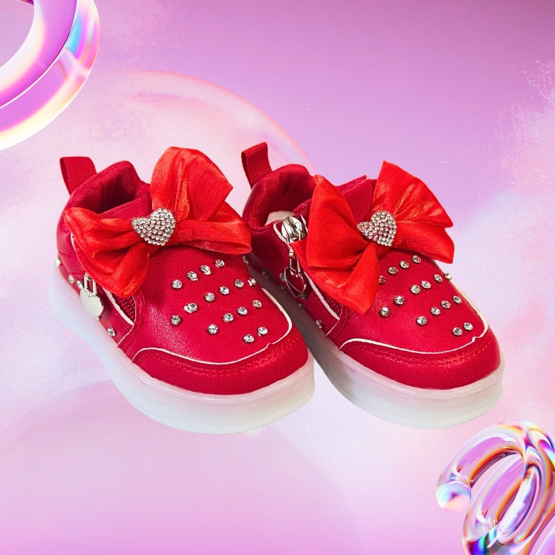 ALL OVER PRINT LED BOW SNEAKER (HEARTS)