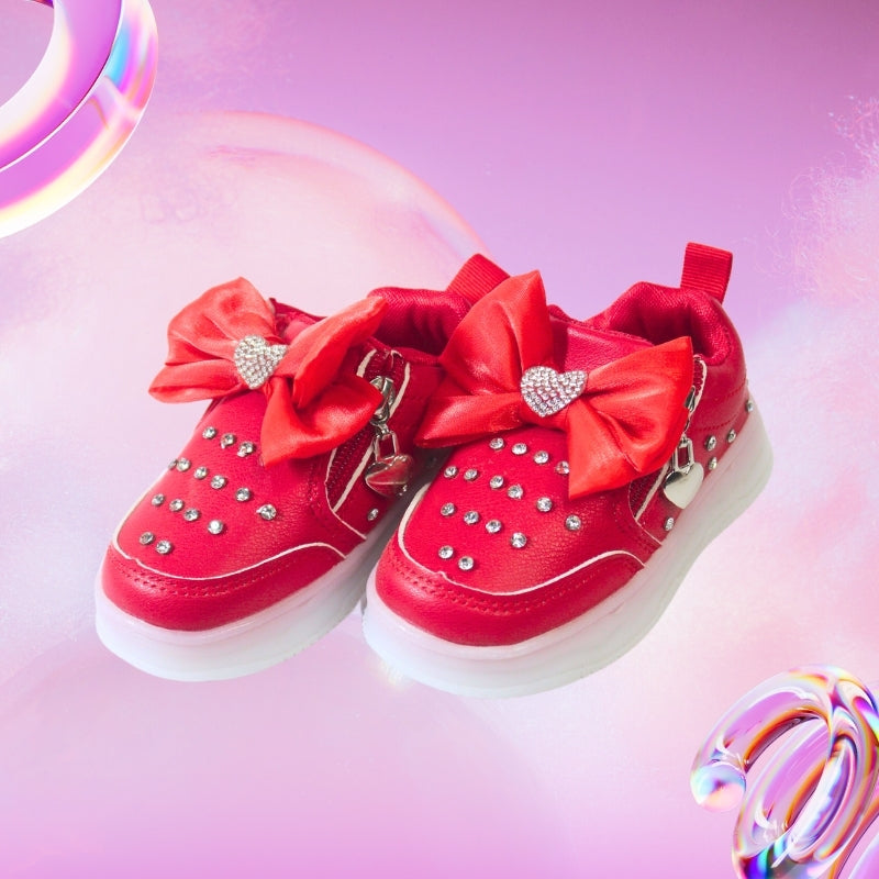 ALL OVER PRINT LED BOW SNEAKER (HEARTS)