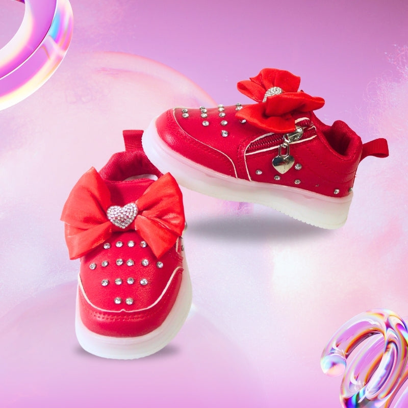 ALL OVER PRINT LED BOW SNEAKER (HEARTS)