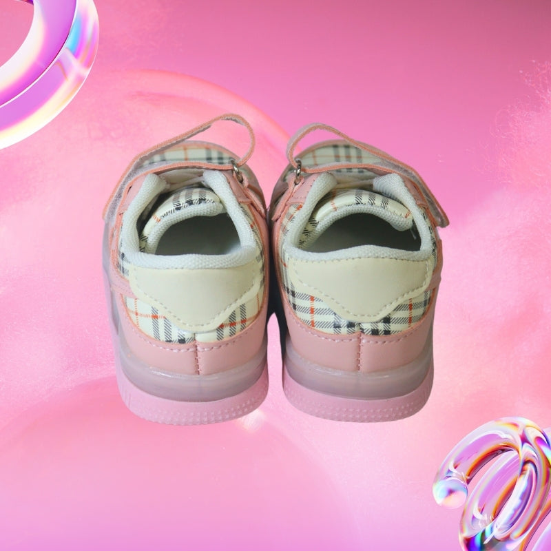 DOUBLE STRAP CHECKS LED SHOES(PINK)